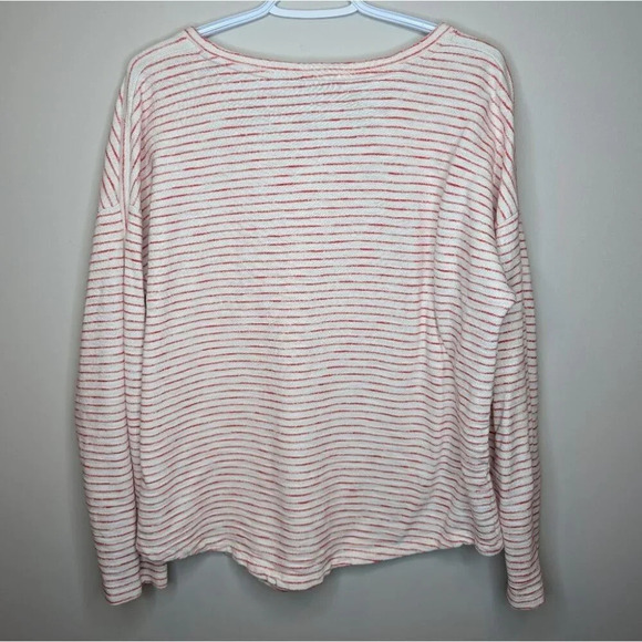 T by Talbots Red & White Stiped 100% Cotton Terry Cloth Long Sleeve Top Women L - Picture 2 of 8